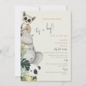 赤ちゃんジャングル動物 おとこのベイビーシャワー 招待状 (正面)