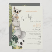 赤ちゃんジャングル動物 おとこのベイビーシャワー 招待状 (正面/裏面)