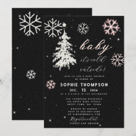 赤ちゃんステキな雪の外　ラインストーンの木の女の子のシャワー 招待状