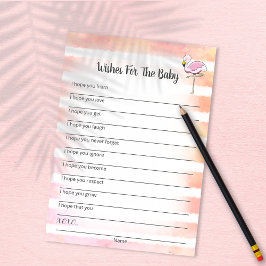 赤ちゃんストライプののシャワーカードにコーラルフラミンゴの願い 招待状