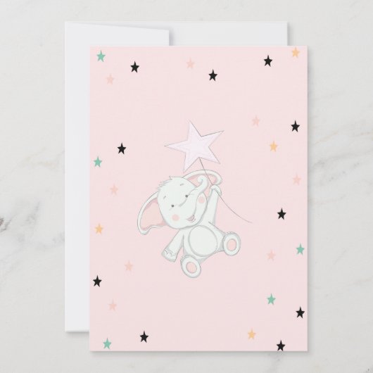 赤ちゃんゾウと星のベイビーシャワー 招待状 (裏面)