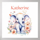 赤ちゃんゾウのカスタマイズイラスト ポスター (正面)
