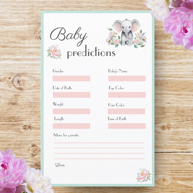 赤ちゃんゾウのボタン＆バルーン ベビー予測 (Baby Elephant, Peonies & Balloons: Predicting joy, love, and laughter ahead.)