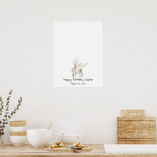 赤ちゃんゾウの指紋ゲストブック ポスター (キッチン)