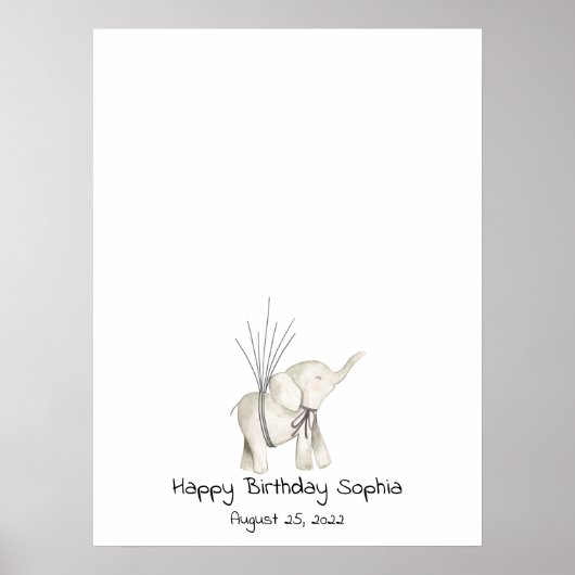 赤ちゃんゾウの指紋ゲストブック ポスター (正面)