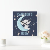 赤ちゃんゾウの星釣り4つ星ポスター スクエア壁時計 (ホーム)