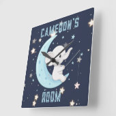 赤ちゃんゾウの星釣り4つ星ポスター スクエア壁時計 (傾斜)