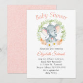 赤ちゃんゾウの水彩画 ベビーシャワー招待状 招待状 (正面/裏面)