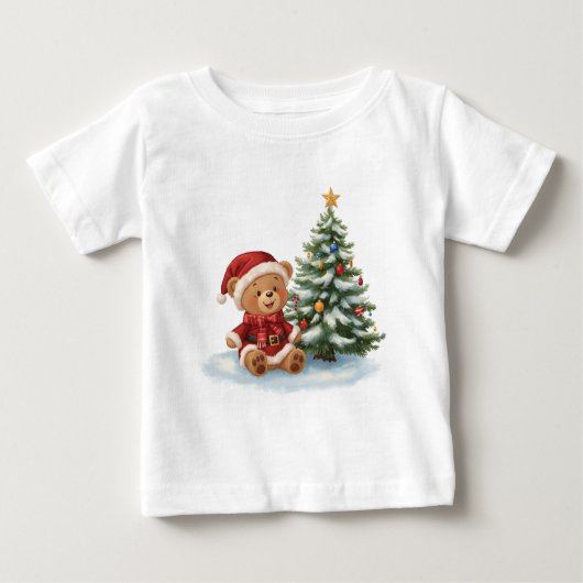 赤ちゃんテディベアクリスマス ベビーTシャツ (正面)