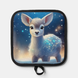 赤ちゃんトナカイのきらきら星空の夜 鍋敷き