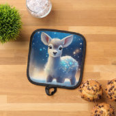 赤ちゃんトナカイのきらきら星空の夜 鍋敷き (トップダウン)