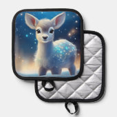 赤ちゃんトナカイのきらきら星空の夜 鍋敷き (正面/裏面)