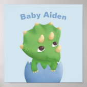 赤ちゃんトリケラトプスの恐竜の卵の保育園の部屋の装飾 ポスター (正面)