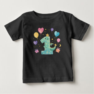 赤ちゃんドラゴン1歳誕生日パーティー男子 ベビーTシャツ