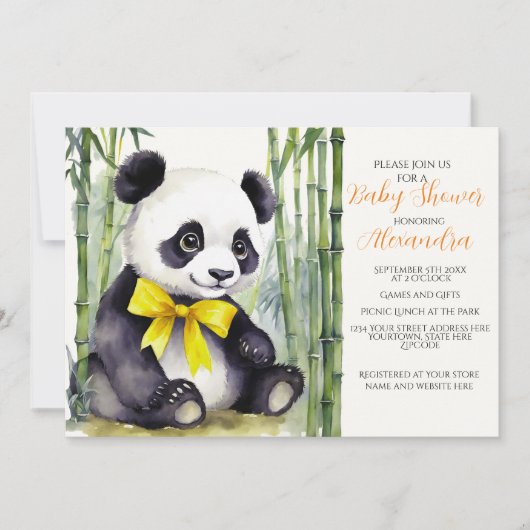 赤ちゃんパンダのベビーシャワー招待状 招待状 (正面)