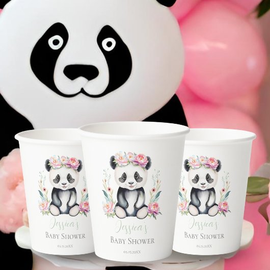 赤ちゃんパンダの芍薬ジャングルベビーシャワー 紙コップ
