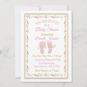 赤ちゃんパーソナライズされたガールピンクと金ゴールド赤ちゃんシャワー 招待状 (正面)