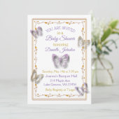 赤ちゃんパーソナライズされたガール蝶の赤ちゃんシャワー 招待状 (スタンド正面)