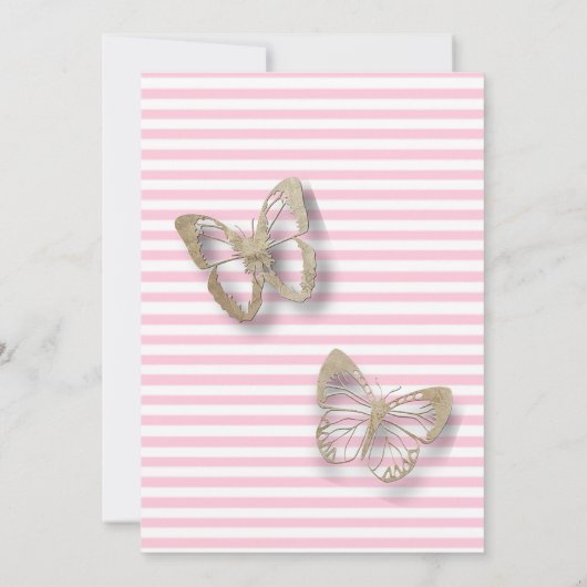 赤ちゃんパーソナライズされたガール蝶の赤ちゃんシャワー 招待状 (裏面)