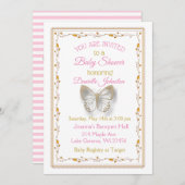 赤ちゃんパーソナライズされたガール蝶の赤ちゃんシャワー 招待状 (正面/裏面)