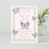 赤ちゃんパーソナライズされたガール蝶の赤ちゃんシャワー 招待状 (スタンド正面)