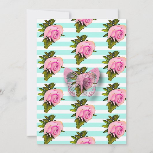 赤ちゃんパーソナライズされたガール蝶の赤ちゃんシャワー 招待状 (裏面)