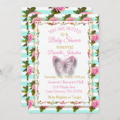 赤ちゃんパーソナライズされたガール蝶の赤ちゃんシャワー 招待状 (正面/裏面)