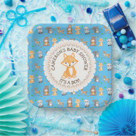 赤ちゃんパーソナライズされたシャワープレートウッドランドをテーマにした ペーパープレート