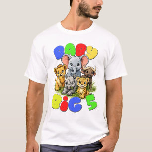 赤ちゃんビッグ５のかわいいサファリ・ナースリーイラスト Tシャツ