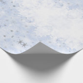 赤ちゃんフェイクブルーのパステル色の雪片メタル ラッピングペーパー (角)
