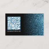 赤ちゃんフェイクブルー輝く黒エレガントいQRコード 名刺 (裏面)