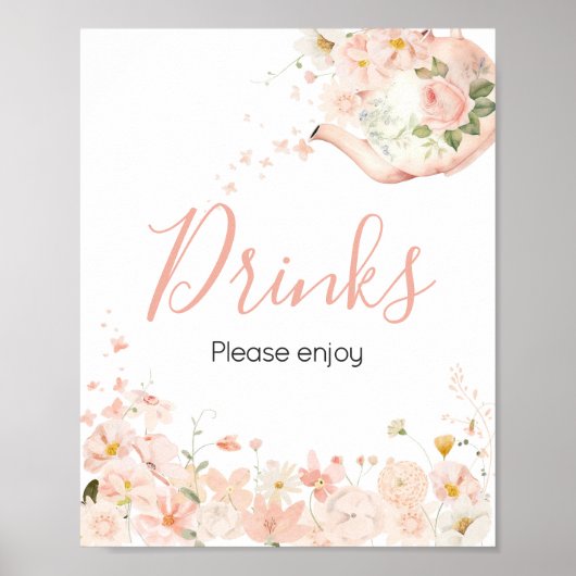 赤ちゃんフローラ2杯のピンクのお茶 ポスター