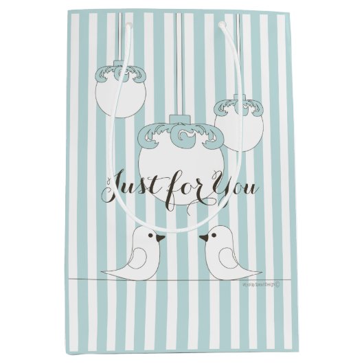 赤ちゃんブルーかわいい鳥の赤ちゃんシャワー/子供の誕生日 ミディアムペーパーバッグ (正面)