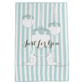 赤ちゃんブルーかわいい鳥の赤ちゃんシャワー/子供の誕生日 ミディアムペーパーバッグ (裏面)