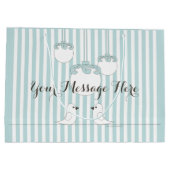 赤ちゃんブルーかわいい鳥子供の誕生日/赤ちゃんシャワー ラージペーパーバッグ (裏面)