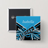 赤ちゃんブルーとブラックのチアリーダーの衣装 缶バッジ (正面&裏面)