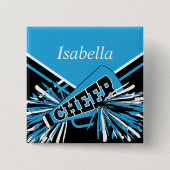 赤ちゃんブルーとブラックのチアリーダーの衣装 缶バッジ (正面)