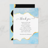 赤ちゃんブルーと金ゴールドアガテボーイベビシャワー サンキューカード (正面/裏面)