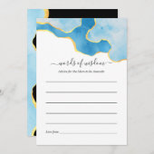 赤ちゃんブルーと金ゴールドアゲイト男の子のシャワーゲーム アドバイスカード (正面/裏面)