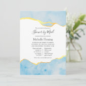 赤ちゃんブルーと金ゴールドアゲイト男の子のシャワー(郵便) 招待状 (スタンド正面)