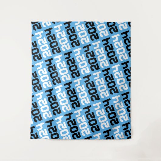 赤ちゃんブルーと黒の卒業生の背景 タペストリー (正面)