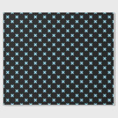 赤ちゃんブルーのクロス縫い目を黒に ラッピングペーパー (フラット)