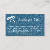 赤ちゃんブルーのジーン赤ちゃんシャワー用の手書き本 エンクロージャーカード (正面)