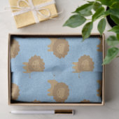 赤ちゃんブルーのデコパージュでかわいいライオン 薄葉紙 (ギフト)