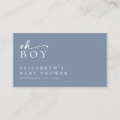 赤ちゃんブルーのミニマリスト赤ちゃんシャワー用の本 エンクロージャーカード (裏面)