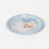 赤ちゃんブルーのヴィンテージウィンキングサンタクリスマスパーティー ペーパープレート (アングル)