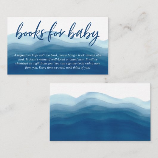 赤ちゃんブルーの水彩用の赤ちゃんシャワーグラデーション本 エンクロージャーカード (正面/裏面)