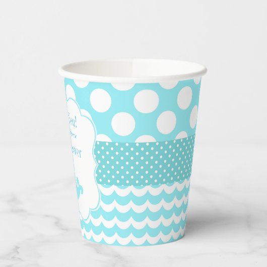 赤ちゃんブルーの男の子の赤ちゃんシャワー付きかわいいクジラ 紙コップ (左)