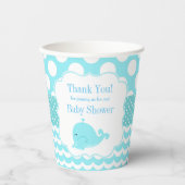 赤ちゃんブルーの男の子の赤ちゃんシャワー付きかわいいクジラ 紙コップ (正面)