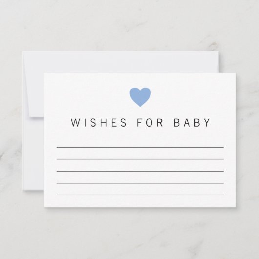 赤ちゃんブルーの男の子シャワーのエンクロージャカードの願い 出欠カード (正面)